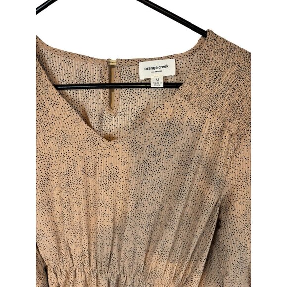 NWT Orange Creek Coralisa Dress Womens Medium Midi Microdot Print Ruffle Hem - Picture 2 of 5